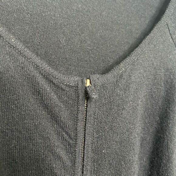 Moth Anthropologie Black Full Zip Wool Angora Short Sleeve Cardigan Size XL - Picture 4 of 13